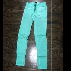Teal Green High-Waisted Skinny Jeans